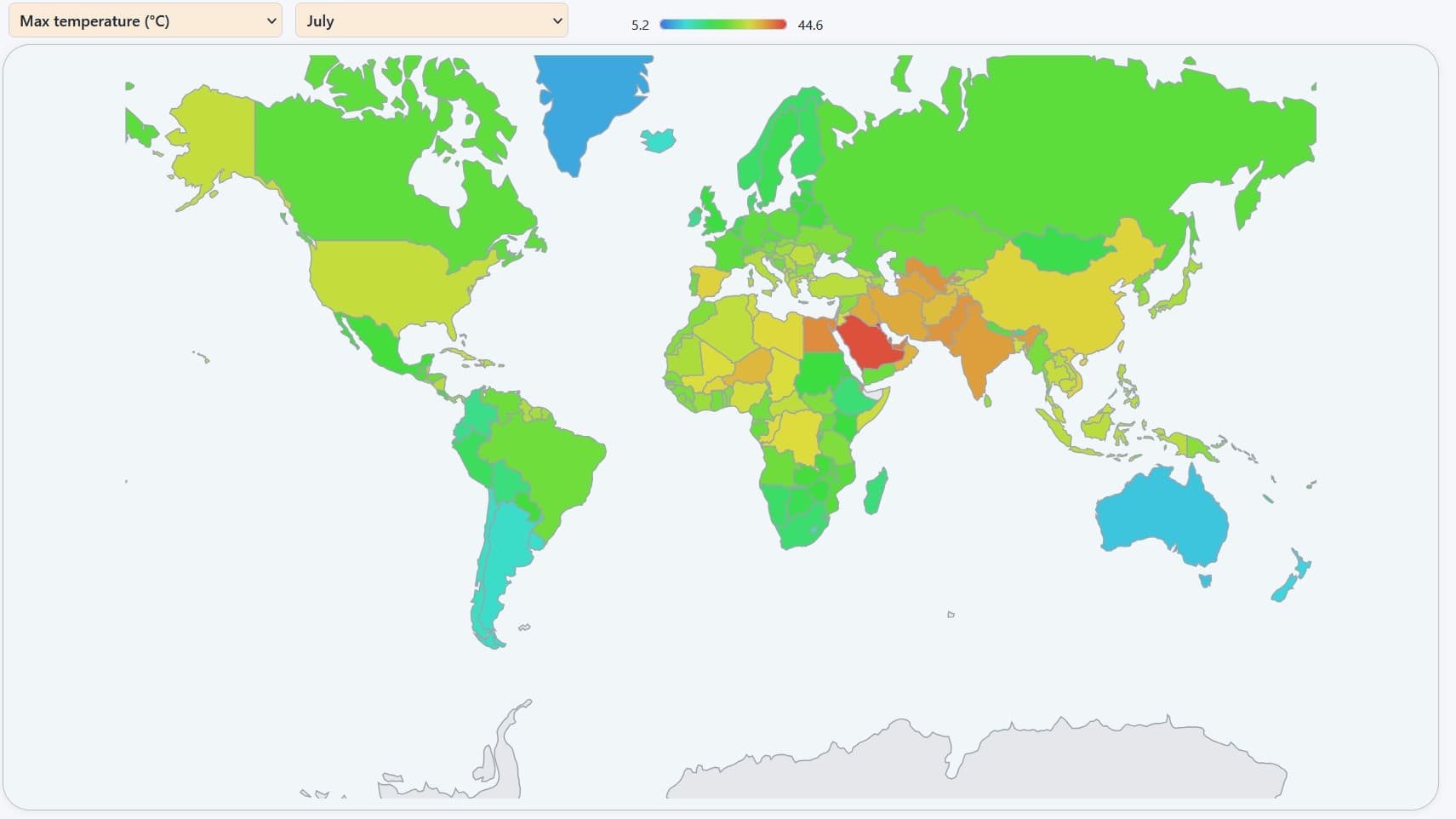 Data dashboard with charts showing travel and climate analysis